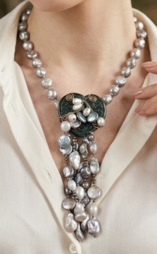 Collana artigianale con - , perle
