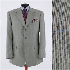 Blazer uomo italiano 46R taglia UK LEBOLE check verde lana cappotto sportivo giacca