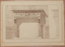 RICORDI DI ARCHITETTURA CAMINO SCOLPITO PIETRA SERENA EGISTO ORLANDINI FIRENZE