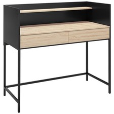 HOMCOM Scrivania 2 Cassetti con Ripiano in Legno e Acciaio 106x51.5x102.5 cm
