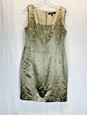 Abito senza maniche Emmanuel Ungaro beige MOB seta raso cambio lunghezza ginocchio 10