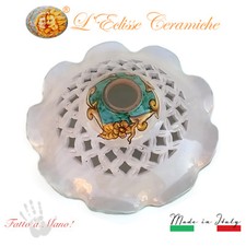 LAMPADARIO IN CERAMICA ARTISTICA DI VIETRI TRAFORATO E DECORATO A MANO VERDE