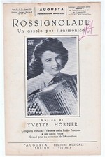 Spartito YVETTE HORNER Rossignolade - 1953  Fisarmonica Musette