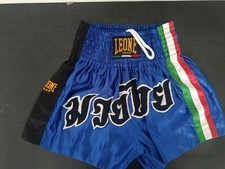 Pantaloncini da boxe LEONE BLU Fight Boxing Muay Thai MMA Arti Marziali tg L