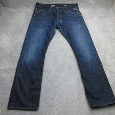 Replay Jeans Uomo W34 L32 Navy Denim Waitom M983 Bottone Dritto Fly Wash 6693