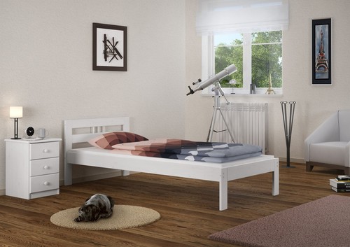 Solido bianco telaio letto - , in