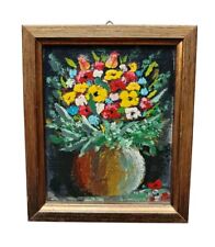 *HH* Quadretto Vaso Fiori Quadro Fporeale Dipinto Artistico con Cornicetta 