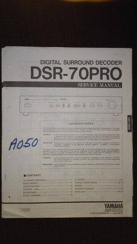 Yamaha dsr 70pro manuale - yamaha, dsr-70pro