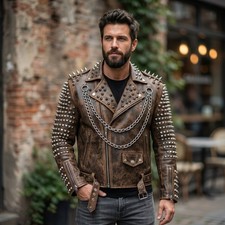 Giacca biker uomo - , pelle