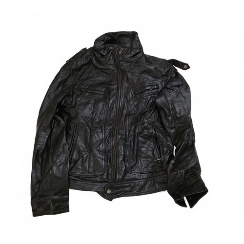 Giacca pelle nera etichetta - pelle,