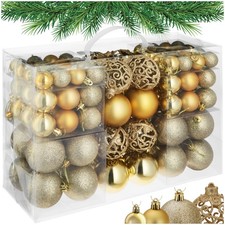 Set di 100 palline natalizie in oro infrangibili decorazioni albero Natale feste