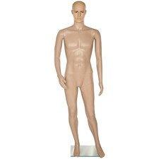 tectake® Manichino da vetrina braccia mobili testa girevole base in vetro