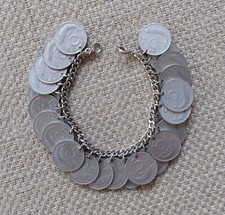 Bracciale con charms monete 5 Lire delfino timone anni 50 60 70 80 90