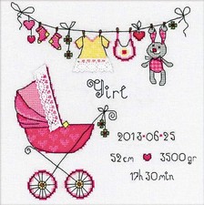 Kit a punto croce Quadro Di Nascita Ragazza 1417 Riolis