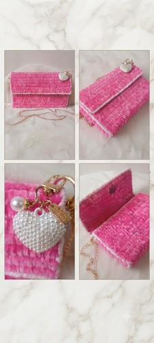 Pochette mini tweed - rosa, con