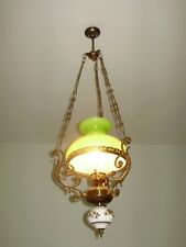 LAMPADARIO ARTIGIANALE IN OTTONE ANNI 50/60 - INSERTI IN CERAMICA E VETRO