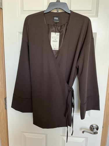 Blazer zara marrone avvolgente - marrone,