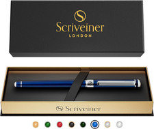 Midnight Blue Rollerball Pen, Splendida Penna Roller Laccata Blu Notte, Decori C