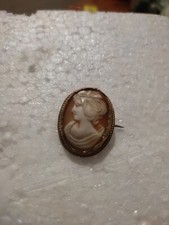 SPILLA VITTORIANA CON CAMMEO LEGA ORO ANTICO 