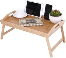 Vassoio da Letto, in bambù,  Gambe Pieghevoli,Tavolino Colazione, L50xP30xH25 cm