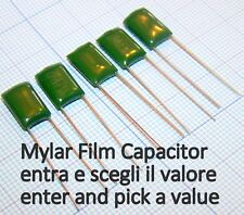5 pezzi Condensatore Poliestere Mylar valori a scelta da 220pF a 470nf 100V 5%