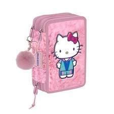 Astuccio Scuola 3 Zip completo peluche Hello kitty and friends