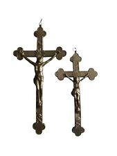 Coppia antichi crocifissi crocifisso con teschio memento mori