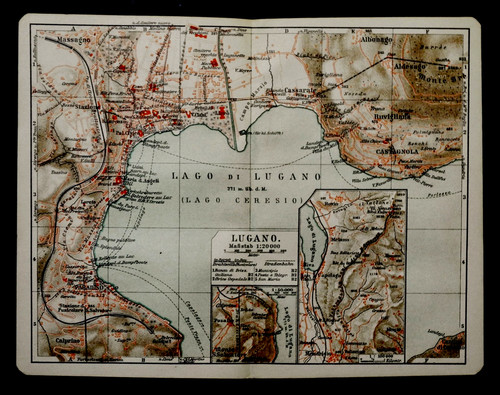 Antica stampa topografica - antica, topografica.lago