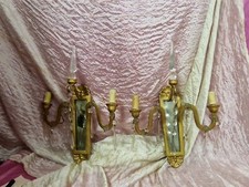 Coppia Appliques legno dorato e cristallo  Sec. XX.  h. 47×34 SBlu