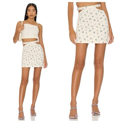 Minigonna denim floreale - in,