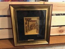 QUADRO IN FOGLIA ORO CREAZIONI CAROL LORETO-VICOLO-DIPINTO SU FOGLIA ORO-EPOCA