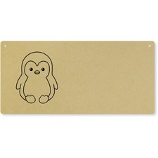 'Carino Pinguino Seduto' Grande Targa da Parete in Legno / Insegna Porta (DP00072953)