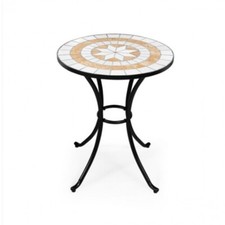 TAVOLO DA GIARDINO ROTONDO IN FERRO BATTUTO CON MOSAICO D. 60 CM DALI'