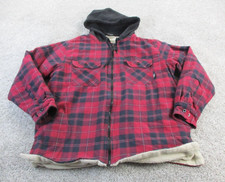 Felpa con cappuccio vintage Shady Ltd uomo XXL full zip plaid foderata in pile bufalo rosso nero