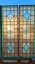 Coppia vetri cattedrale dipinti rilegati a piombo dei primi del '900 46x141 cm