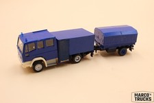 Rietze ecc. Rimorchio Iveco Cargo doppia cabina blu come THW custom build 1:87 /U299