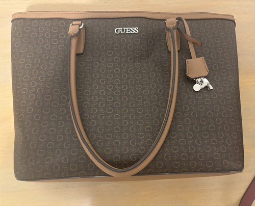 Guess brown logo tote - brown, top
