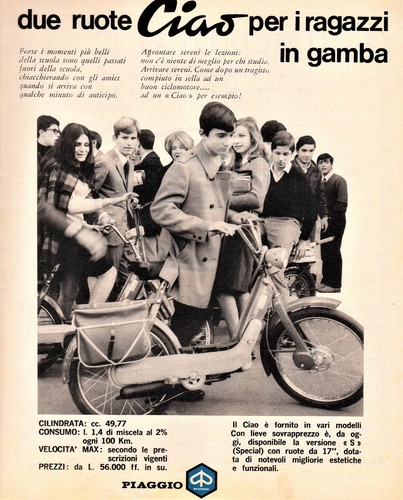 Pubblicita 1969 ciao piaggio - 1969,