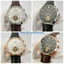 Orologio Uomo Automatico PARNIS 43mm Data Settimana Mese Indicatore Quadrante Cavo Display