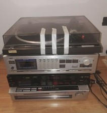 IMPIANTO STEREO mangia cassette/AMPLIFICATORE/PIATTOGIRADISCHI/RADIO Vintage '80