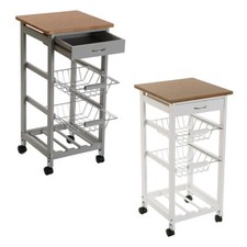 Carrello slim da cucina in legno porta frutta verdura bottiglia di vino stretto 