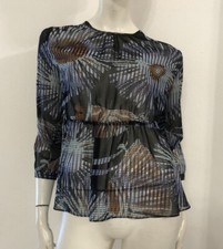 PINKO Maglia blusa nera blu nocciola velata fantasia Tg 42