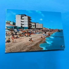FANO SPIAGGIA DI LEVANTE ALBERGHI SUL MARE -  CARTOLINA A COLORI SCRITTA