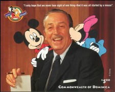 Dominica 1998 Walt Disney Ritratto Topolino Mouse 70° Cartoni Animati