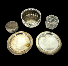 Lotto di 5 oggetti in metallo argentato
