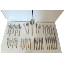 GNUTTI + INOXPRAN servizio posate 6 persone 41 pezzi acciaio con inserti oro