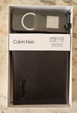 Portafoglio Calvin klein Nero Pelle e Portachiavi Nuovo Con Scatola 