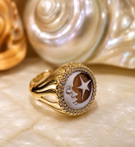 Anello cammeo luna stella in - anello,