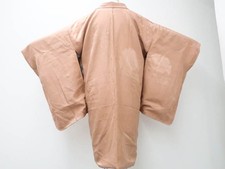 Japanese Antique Haori Jacket Silk Long Length One Crest Flower Woven eb-1037