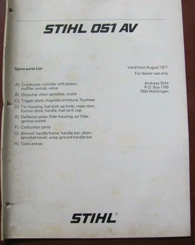 Lista ricambi stihl 051 - lista,